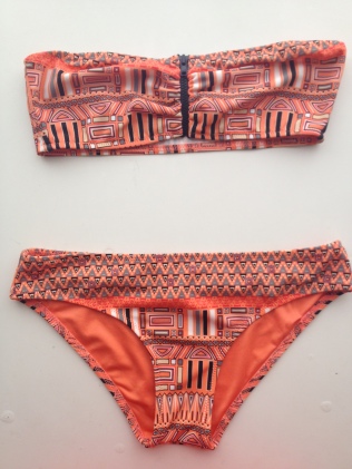 Urban Outfitters Orange Aztec Print Bandeau Bikini